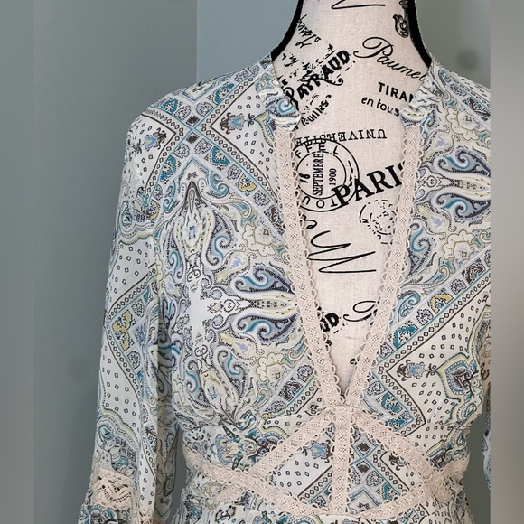 Free People Moonlight Bay mini dress | blue & white paisley print | size 8 - Picture 12 of 15